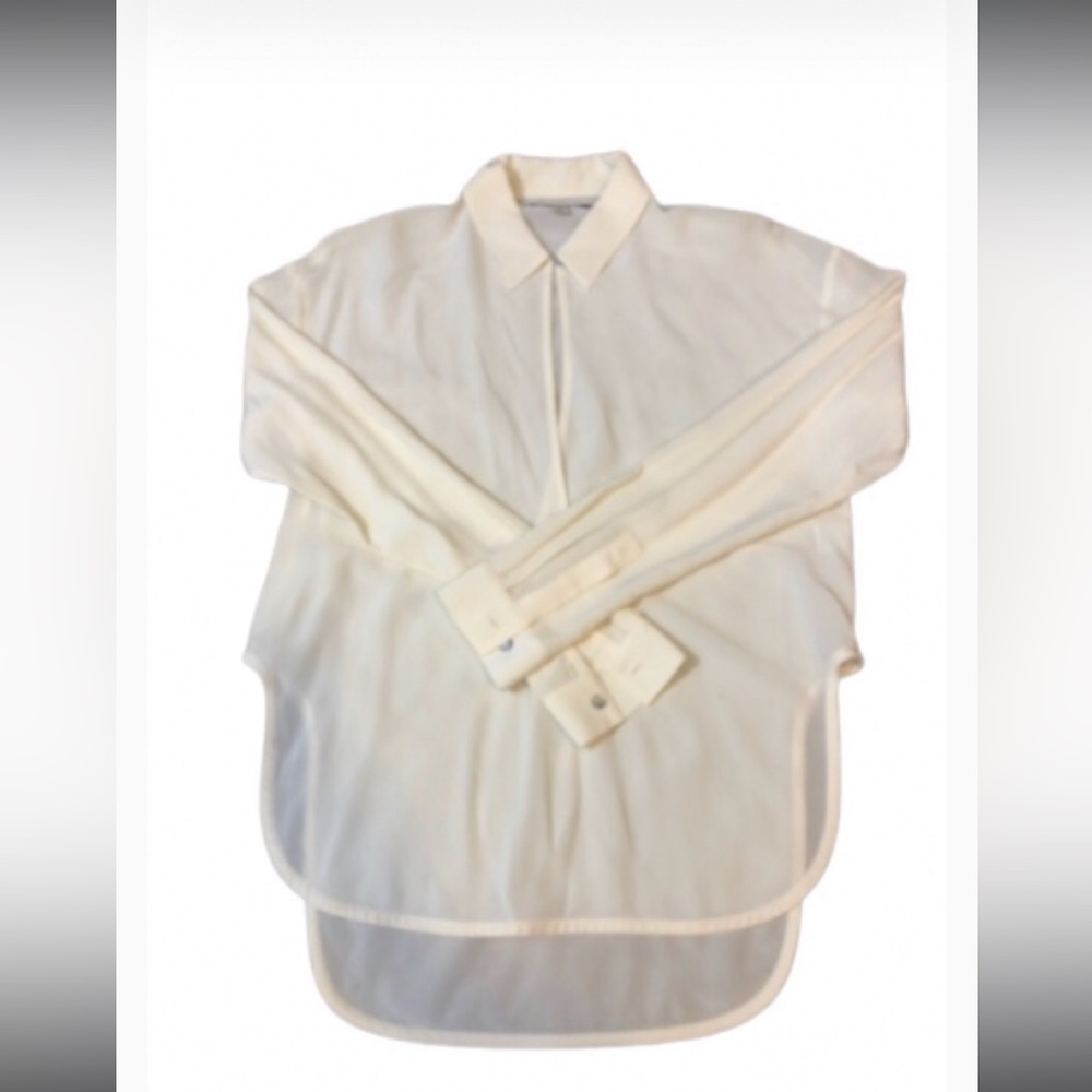 Brochu Walker Cream Longsleeve Key‎ hole Buttun Up Blouse - Picture 6 of 10